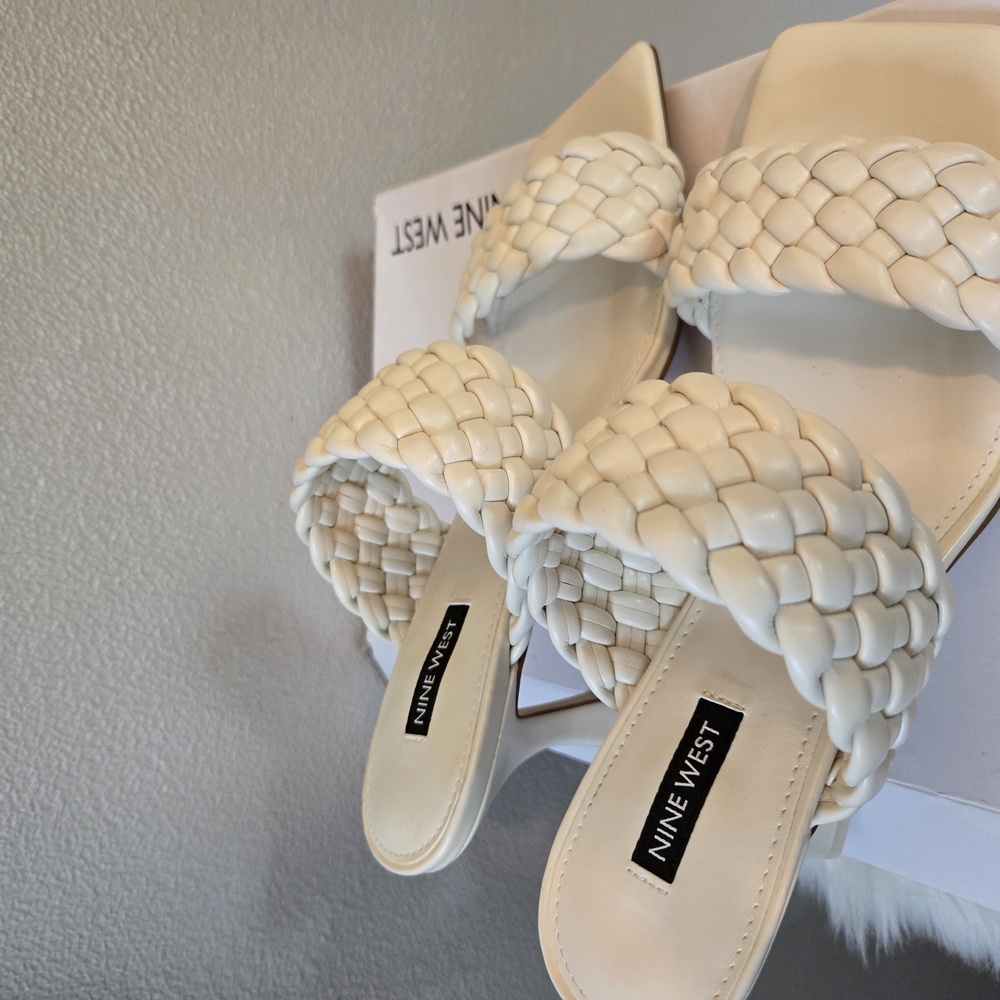 Nine West Hasnot3 Elegant Cream Women's Heeled Sandals - Picture 5 of 11